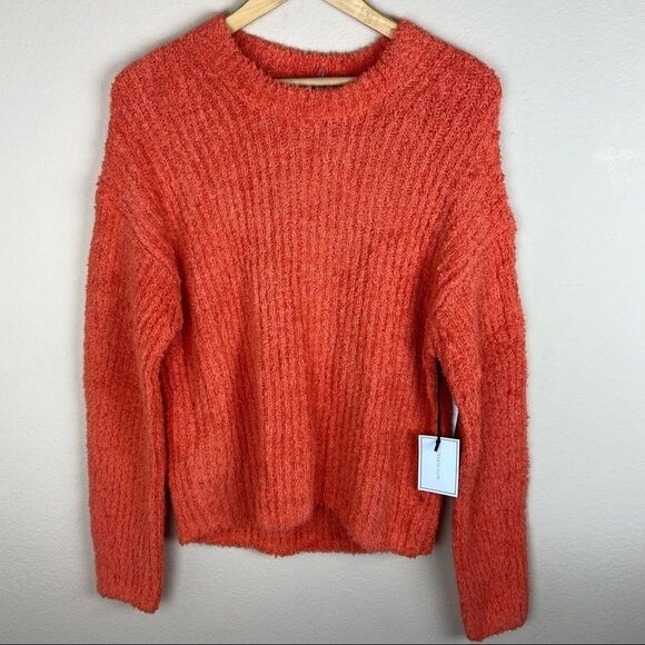 1. STATE- Womens Orange Long Sleeve Crew Neck Sweater - Picture 7 of 11
